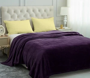 Microfiber Fleece Flannel Blanket Luxury Fuzzy Soft Throw Queen King Bed Blanket - Picture 1 of 43