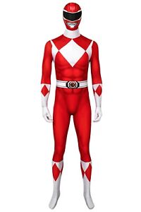 MMPR Red Ranger Suit Costume Cosplay Jumpsuit