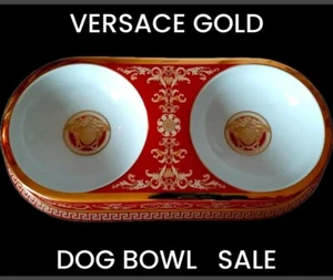 Versace Oro Medusa Perro Mascota Cuenco Rosenthal NUEVO - Imagen 1 de 7