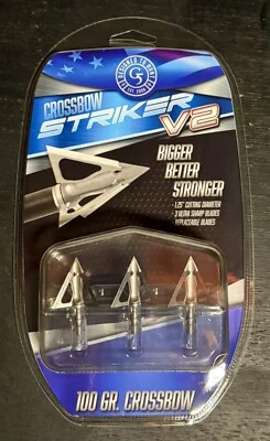 G5 Striker V2 3 Pack Broadheads 1.25 Inch Cut 100 Grain Crossbow New - Image 1 of 2
