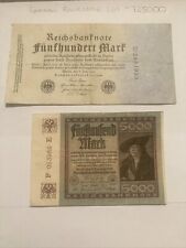 1922 German Funfhundert (500) Mark Bank Note    BERLIN JULY 1922 x2 BANKNOTES 