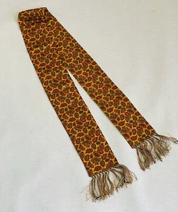 Vintage Scarf Men's Opera Scarf Silk Dark Blue Paisley Print w Fringes - Picture 1 of 2