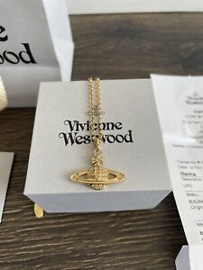 Brand New Vivienne Westwood Necklace Orb & Chain Gold Tone Boxed