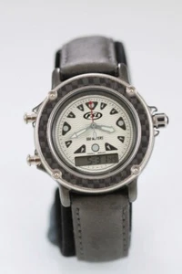 Fossil FSL Men Watch Stainless Leather Gray 100m Date Alarm Chron White Quartz - Picture 1 of 6