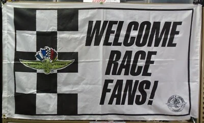 Винтажный логотип Indianapolis Motor Speedway приветствие поклонников гонки! Коллекционный флаг 3 x 5 футов - Изображение 1 из 4