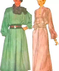 1980s Vogue Designer Batwing Balloon Sleeve Dress Aujard Sewing Pattern 2047 - Picture 1 of 3