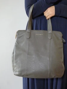 Twin-Set unused large grey leather Hand bag purse excellent - Picture 1 of 10