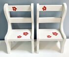 Hand-Painted Wood Doll Chairs for 18" AMERICAN GIRL Dolls OG White Pink Flowers