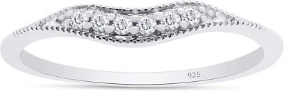 Natural Diamond Vintage-Style Contour Enhancer Guard Band Ring Sterling Silver - Image 1 of 4