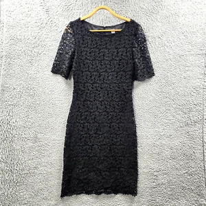 Vintage Table Eight Womens Pencil Dress Size 10 Black Lace Short Sleeve - Picture 1 of 13