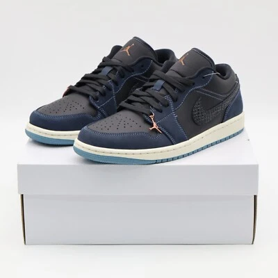 FJ5478-010 Nike Air Jordan 1 Low Navy Black Snakeskin Dark Obsidian (Women's) - Image 1 of 4