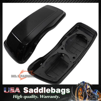 Vivid Black Dual 6x9" Saddlebag Speaker Lid For 2014-Up Harley Touring Road King - Image 1 of 4