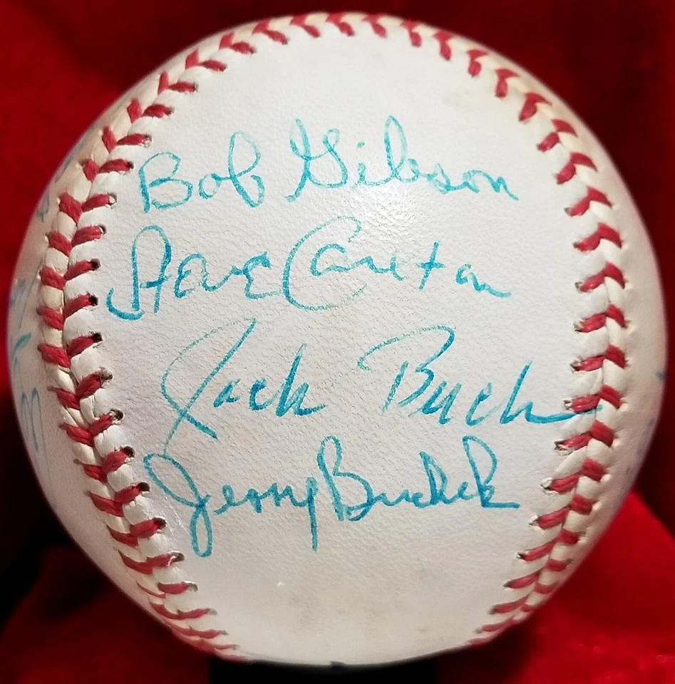 1966 St Louis Cardinals Team Signed Ball BOB GIBSON JACK BUCK 60s HOF vtg JSA - Image 1 of 4