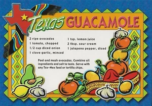 Postal TX Texas Guacamole Receta COMO NUEVO Sin Usar - Imagen 1 de 1