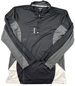 Reebok Boys Small Black 1/4 Quarter Zip Black Grey White Long Sleeve - Picture 1 of 9