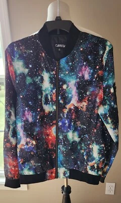 Carbon Jacket Men's SZ M Black Galaxy Long Sleeve Full Zip Pockets Skateboard - Image 1 of 4