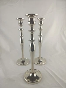 Set Of 3 Pier One Pier 1 Imports Metal Silver Candle Holder Chrome 10.5" - Picture 1 of 5