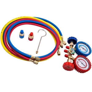 HVAC AC R134a Diagnostic Manifold Gauge Set 5FT Hoses - Picture 1 of 8