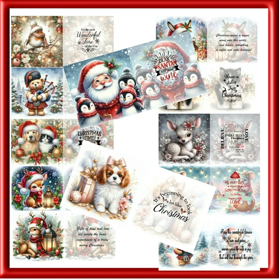 JEMINI,S CRAFT,S CUTE CHRISTMAS 6" X 6"INSERTS (24 WITH VERSE) 2 OF EACH