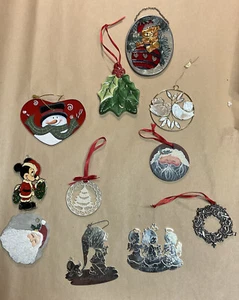 VTG Mixed Lot of 11 Christmas Ornaments Metal Stained Glass Multicolored - Picture 1 of 10