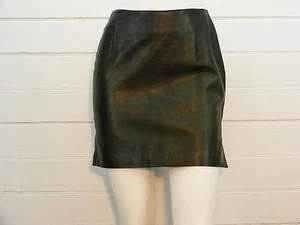 HUGO BUSCATI Skirt Black Real 100% Leather Knee-Length LINED, Sz 6 - W26" x L16" - Picture 1 of 1