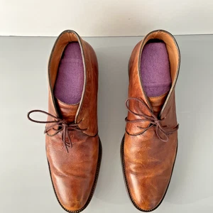 Gorgeous!! Alan Payne Fatto Mano Deerskin Dress Chukka Boot 2 Hole Lace SZ 9 1/2 - Picture 1 of 18