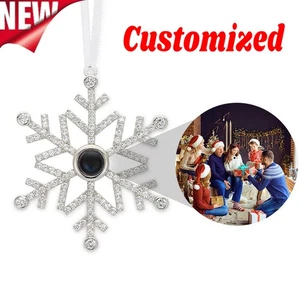 Custom Photo Snowflake Ornament Xtmas Tree Personalized Projection Decor HO T  - Picture 1 of 14