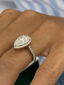 Pear Shape Diamond Ring IGI Certified F VS1 2.4 Ct Lab created 14K White Gold - Picture 1 of 11