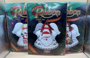 NEW Holiday Ribbon Clothespin Angel Ornament Cross Stitch Kits Lot of 3 - Picture 1 of 8