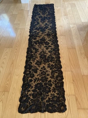 ANTIGUO CHANTILLY ENCAJE LUTO CHAL MANTILLA BUFANDA ESTOLA ENVOLTURA 20 X 98 Foto 1 de 4