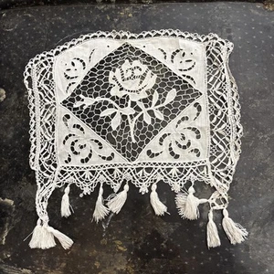 napperon En Dentelle broderie embroidery Ancienne french Antique Lace rose 2 - Imagen 1 de 2