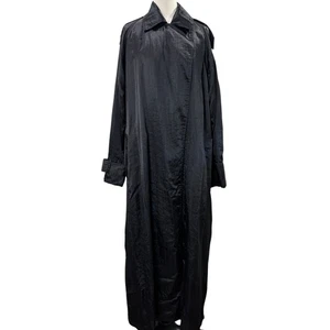 Mycra Pac taglia M/L impermeabile trench cappotto vintage USA snap davanti nero NO CINTURA  - Foto 1 di 18