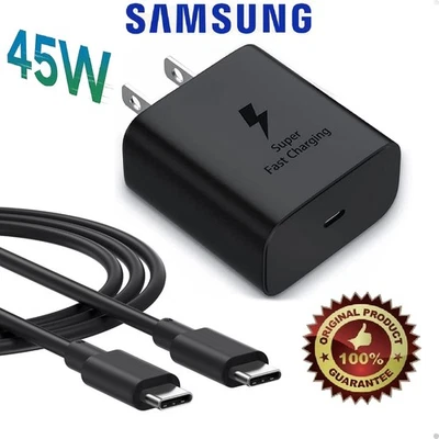 Genuine Samsung 45W Charger and 6ft USB-C Cable for Galaxy S22 S23+ S24 Ultra - Image 1 of 4
