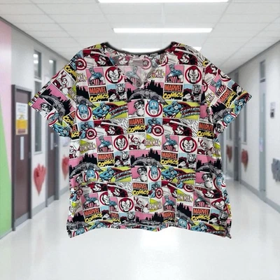 Marvel Scrub Top Ladies 3xl Cartoon Characters - Image 1 of 4