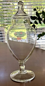 "Frasco de boticario con patas de vidrio transparente de colección de 10"" con tapa" - Imagen 1 de 3