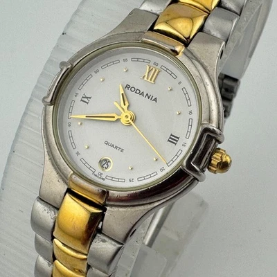 VTG Rodania Quartz Watch Women Dual Tone Swiss Parts Analog New Battery 5.75" - Image 1 of 4