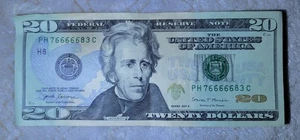 2017A $20 Bill note Fancy serial Number 76666683 98.1% Very Cool Rating - Picture 1 of 2
