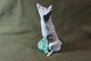 Herend Fox Sitting #15303 Fishnet Green 6.5" Figurine - Picture 1 of 5