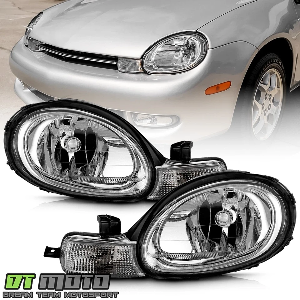 For 2000 2001 2002 Dodge|Chrysler Neon Chrome Headlights Headlamps Left+Right - Image 1 of 4