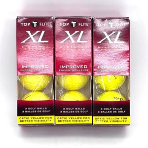 Paquete de 3 pelotas de golf Top Flite XL distancia amarillas (9 pelotas) cubierta con infusión de titanio - Imagen 1 de 8