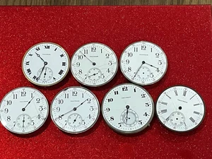 7 Waltham pocket watch movements 12s - Picture 1 of 14