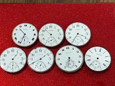 7 Waltham pocket watch movements 12s - Image 1 of 4