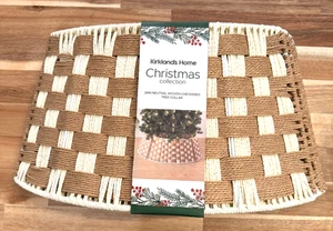 NEW Kirkland's Home Christmas Tree Collar Neutral Woven Checkered 26x10 $59.99 - Picture 1 of 7