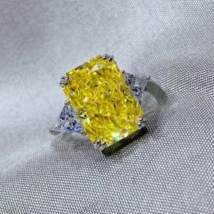 Women Cocktail Ring 925 Sterling Silver 10x14mm Icy Radiant Cut Stone - Picture 1 of 7