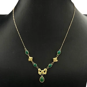 Collana Vintage Años '60 En Oro Macizo 18K Collanita Con Cuarzo Aventurina - Imagen 1 de 12