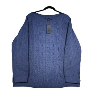 Tommy Hilfiger Damen Pullover blau Zopfmuster XX-Large 100% Baumwolle, Langarm - Bild 1 von 12