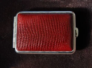 Kleine Tasche Pillendose - Burgunderbraun Eidechsenleder - Bild 1 von 7