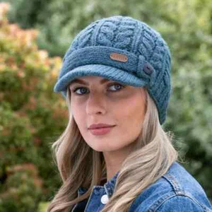 Cable Knit Peak Hat, 100% Wool, Fleece Lining - Picture 1 of 2
