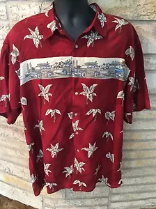 CAMPIA MODA Tropical Hawaiihemd Herren XL Viskose Kurzarm Rot. Woody Surf - Bild 1 von 4