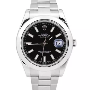 MINT Rolex DateJust II 41mm BLACK Stainless Steel Smooth Oyster 116300 Watch - Picture 1 of 8